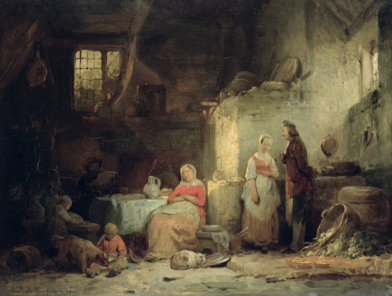Rozmowa po posiłku, 1840 autorstwa Ferdinand de Braekeleer