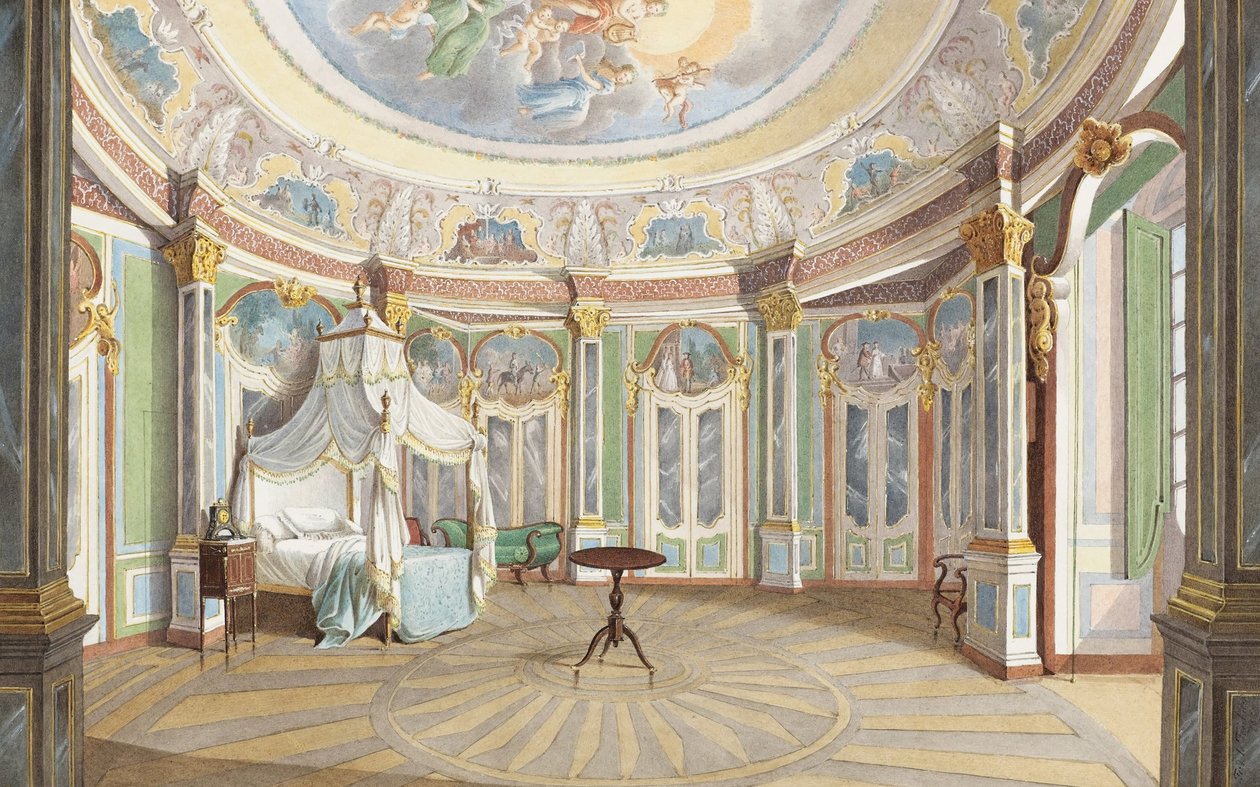 Sypialnia króla Pedro IV Portugalii (cesarz Dom Pedro I Brazylii), Pałac Queluz autorstwa Ferdinand le Feubure
