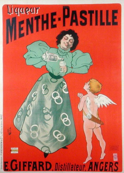 Plakat reklamujący Menthe-Pastille, destylowany przez E. Giffarda (kolor litho) autorstwa Ferdinand  Misti Mifliez