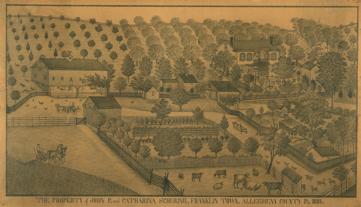 Własność Johna P. i Cathariny Schuring, Franklin Town, Allegheny County, Pensylwania autorstwa Ferdinand A. Brader