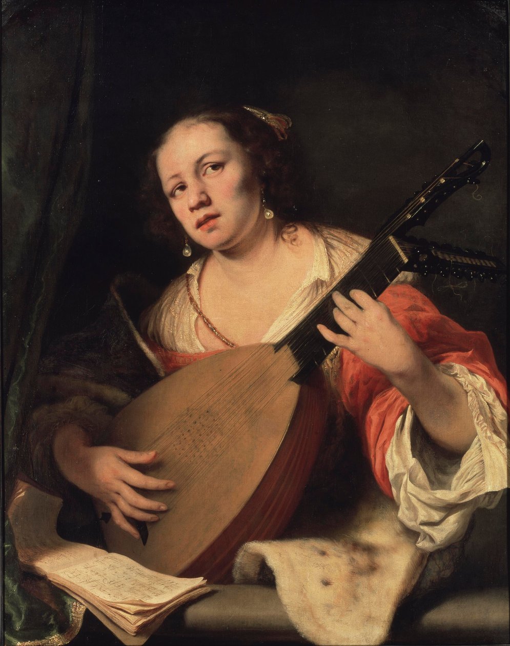Dama grająca na lutni, 1654 autorstwa Ferdinand Bol