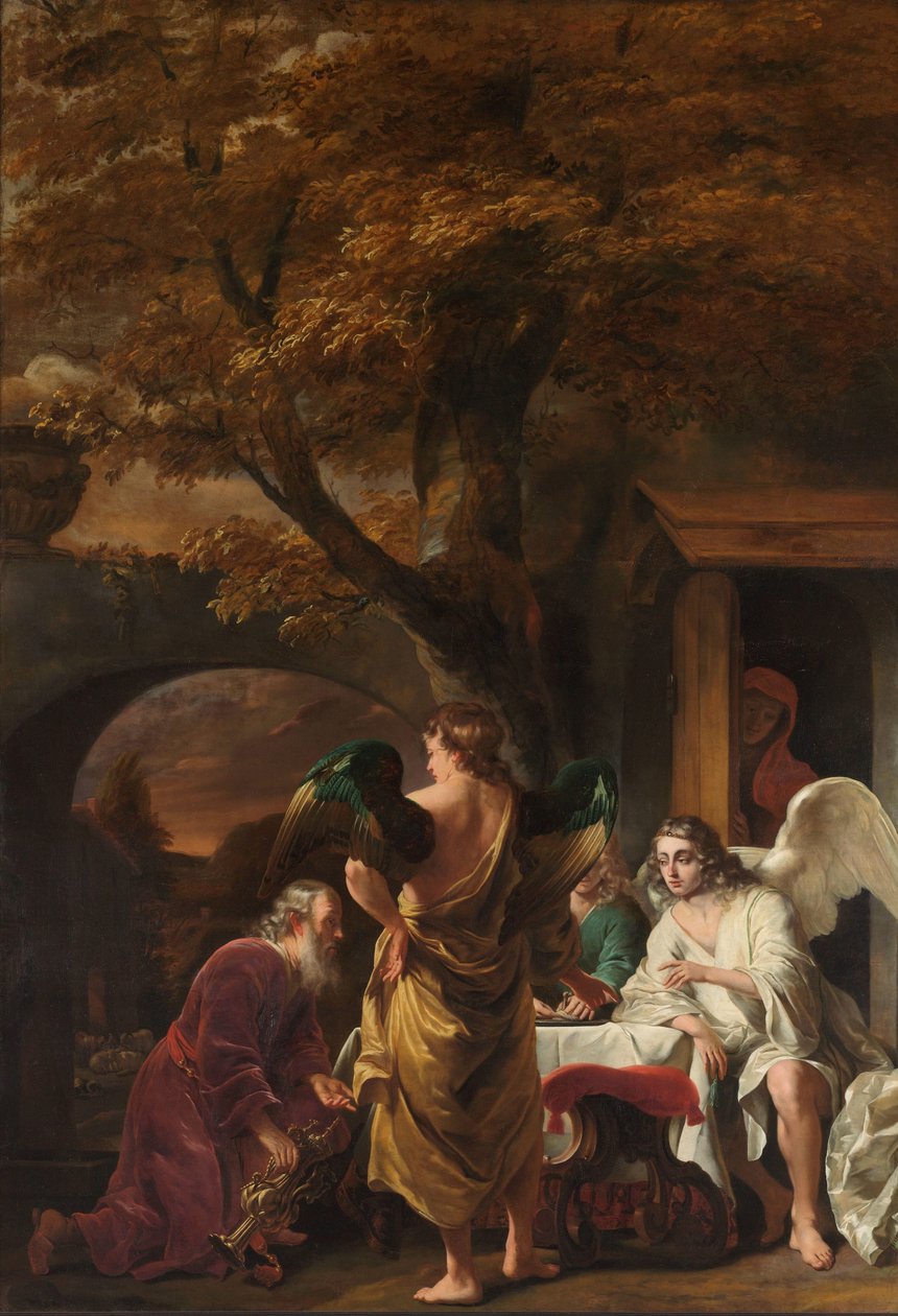 Abraham zabawiający trzech aniołów autorstwa Ferdinand Bol