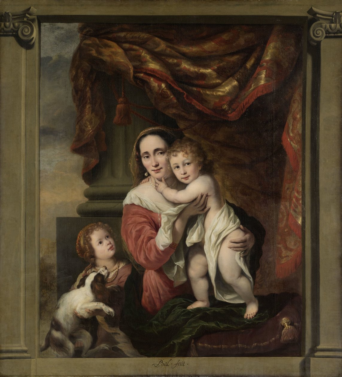Caritas: Joanna de Geer (1629-1691) z dziećmi Cecilia Trip (1660-1728) i Laurens Trip (ur. 1662) autorstwa Ferdinand Bol