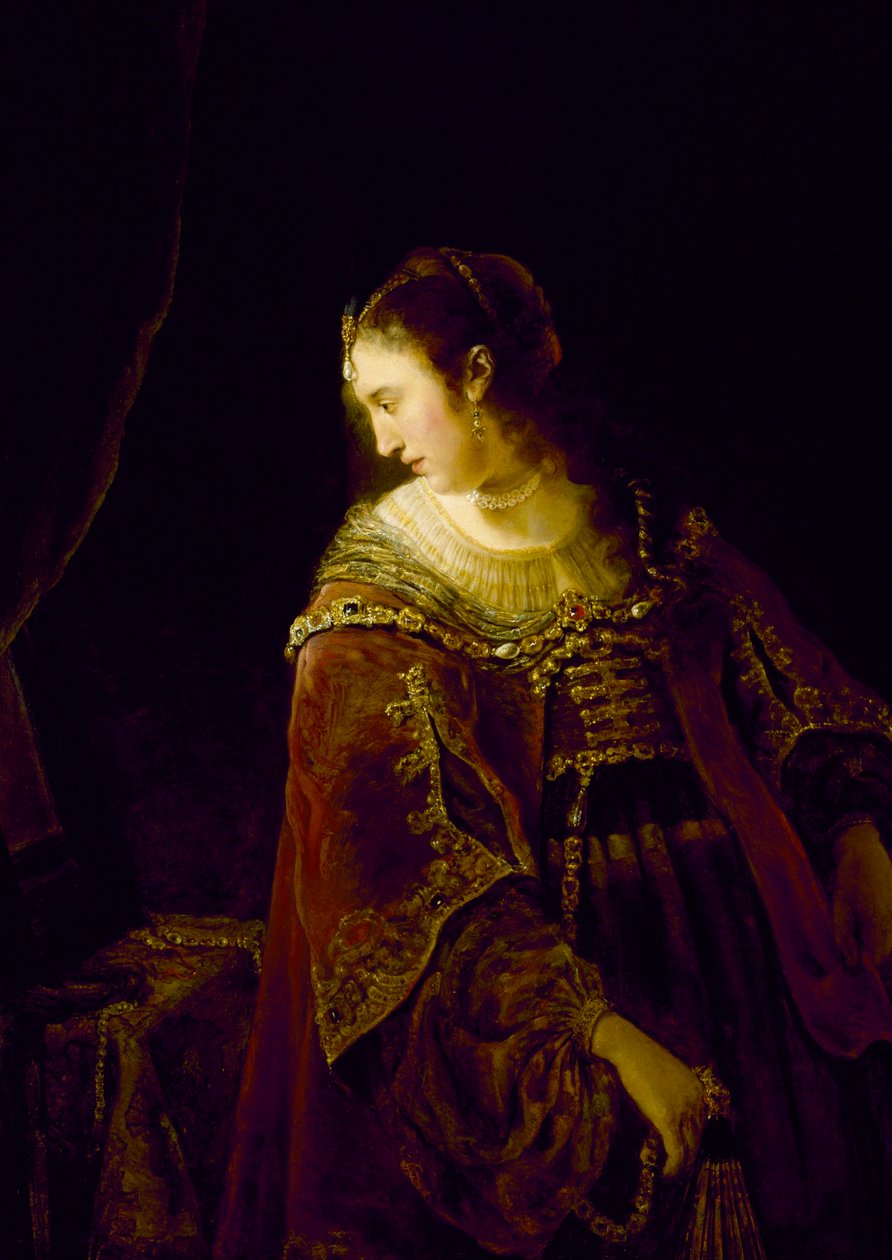 ""Femme a sa coiffeuse"" (Kobieta przy toaletce) Peinture de Ferdinand Bol (1616-1680) - vers 1645 - Olej na płótnie Dim 128,9x91,8 cm Muzeum Sztuk Pięknych, Houston autorstwa Ferdinand Bol