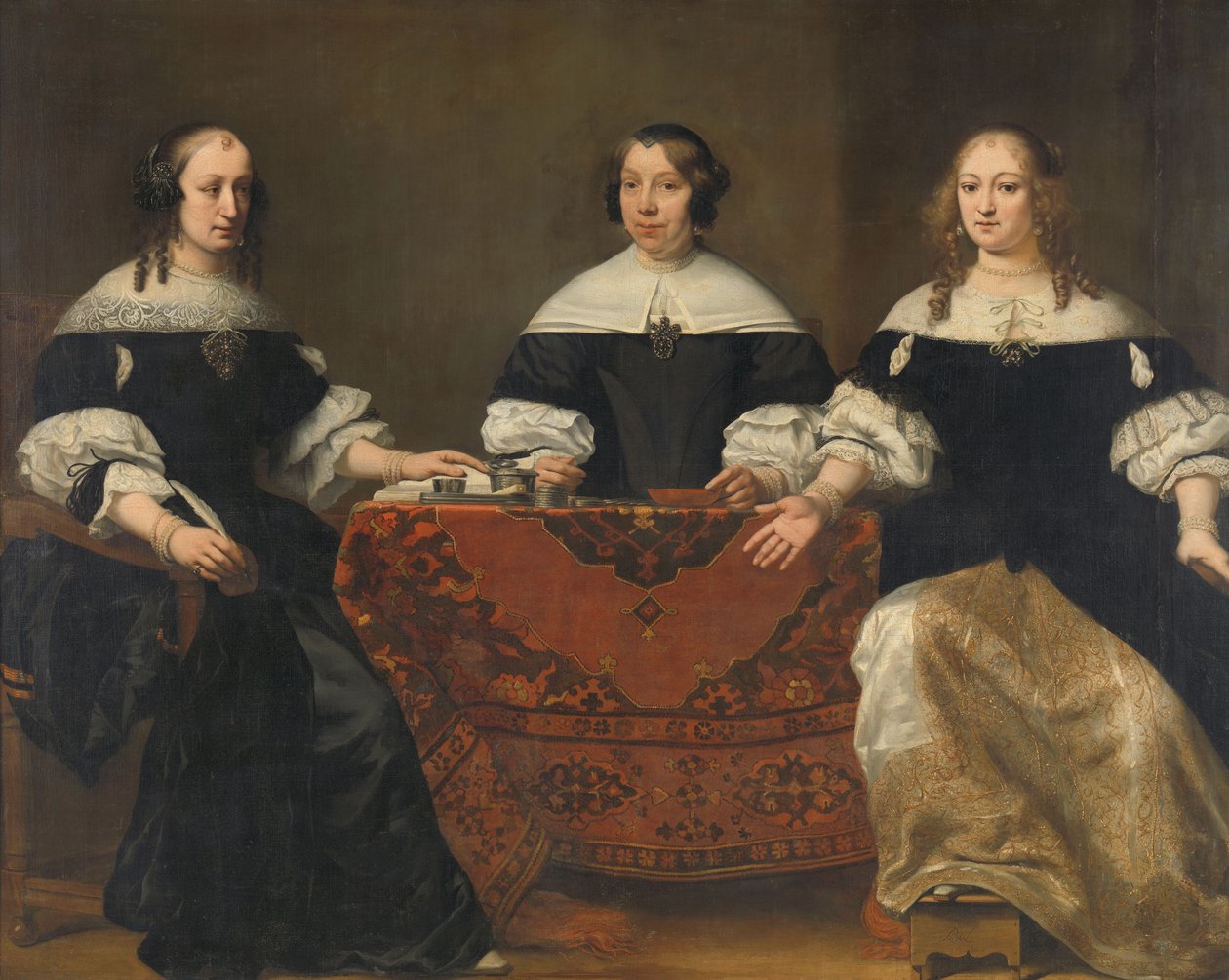 Portret trzech regentek Leprozenhuis, Amsterdam, ok. 1668 autorstwa Ferdinand Bol