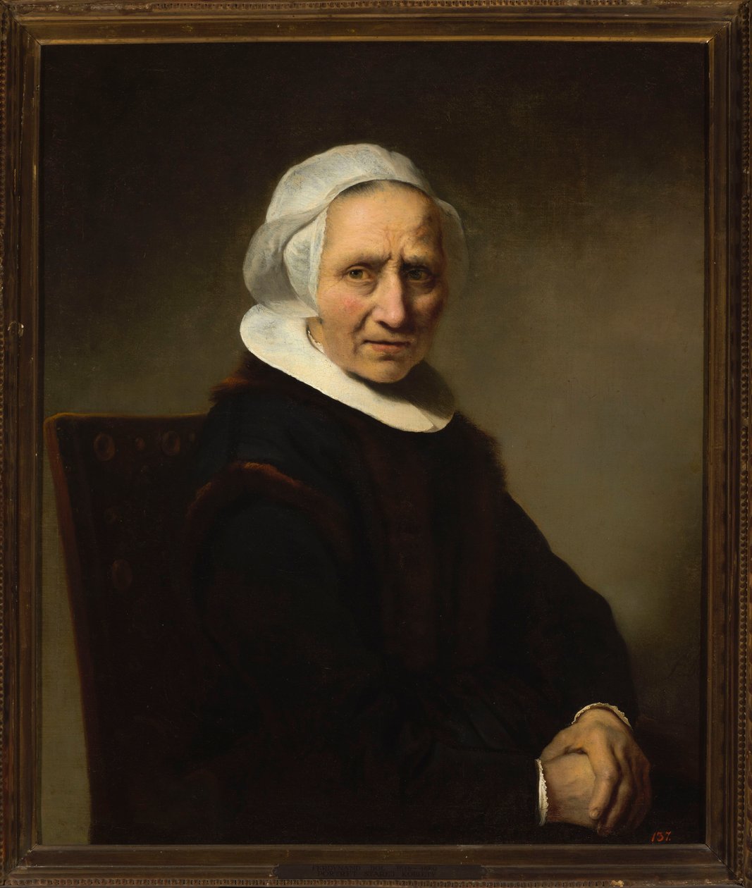 Portret staruszki w białym czepku autorstwa Ferdinand Bol