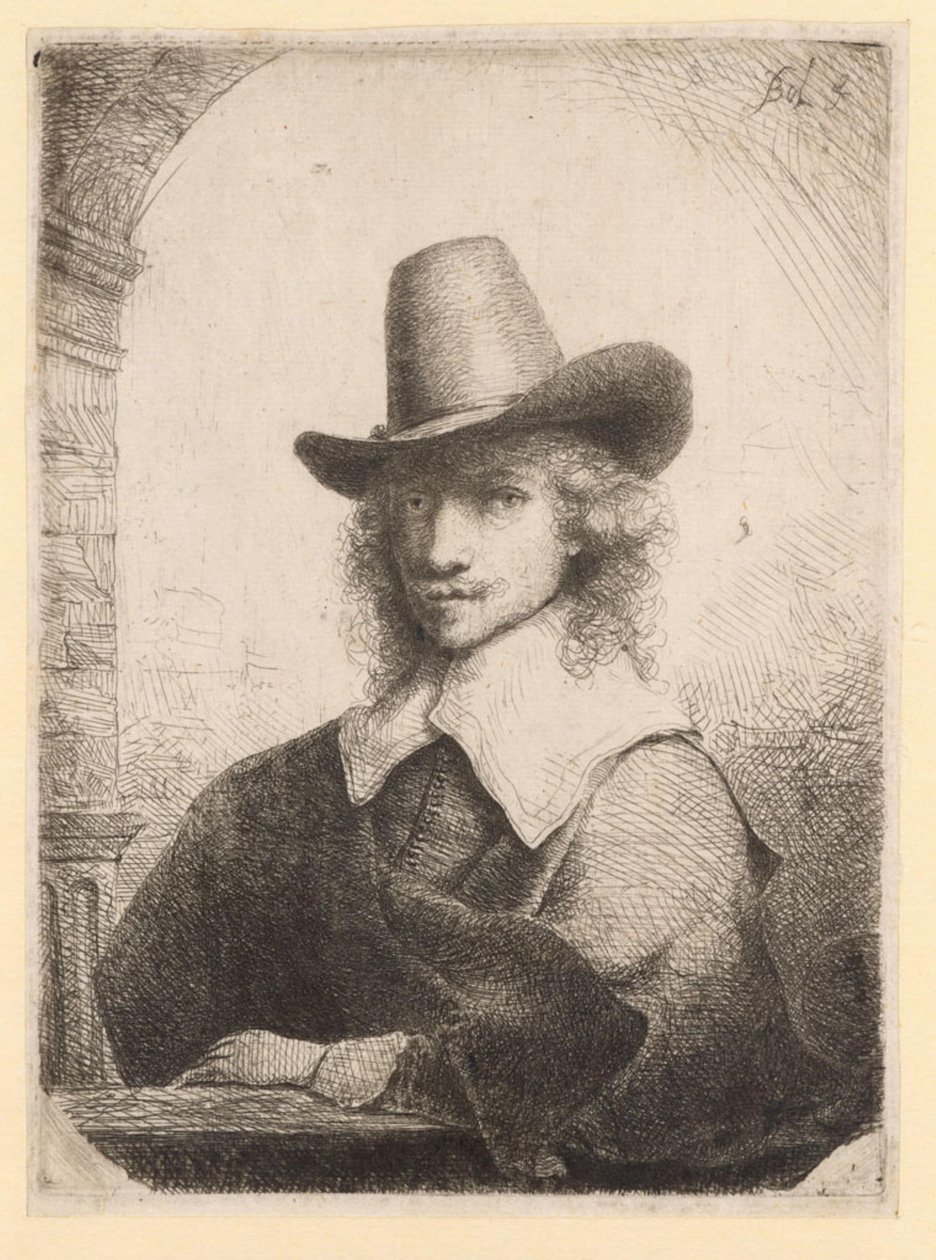 Portret mężczyzny w wysokim kapeluszu autorstwa Ferdinand Bol