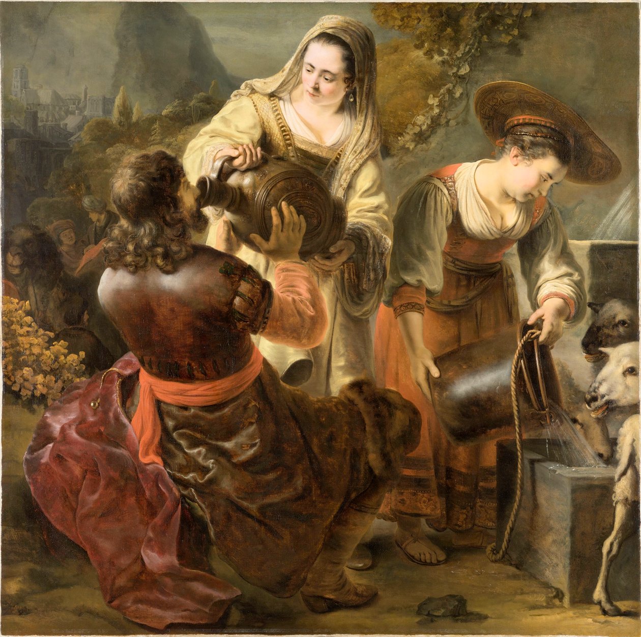 Rebeka i Eliezer przy studni, ok. godz. 1645. autorstwa Ferdinand Bol