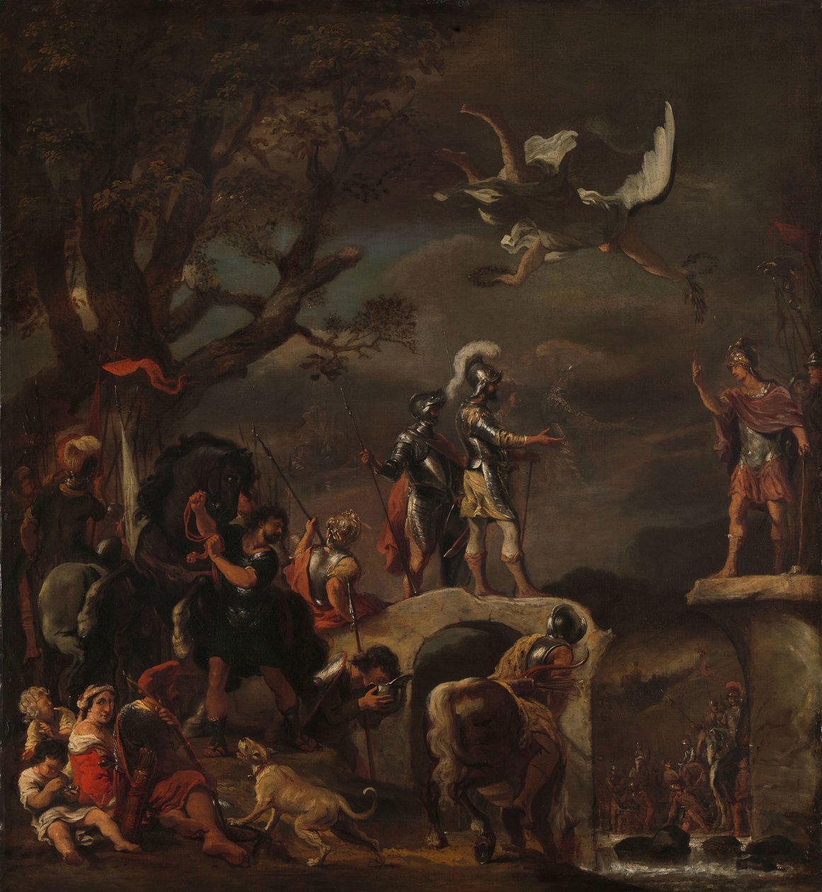 Negocjacje pokojowe między Claudius Civilis i Quintus Petillius Cerealis na zburzonym moście. autorstwa Ferdinand Bol