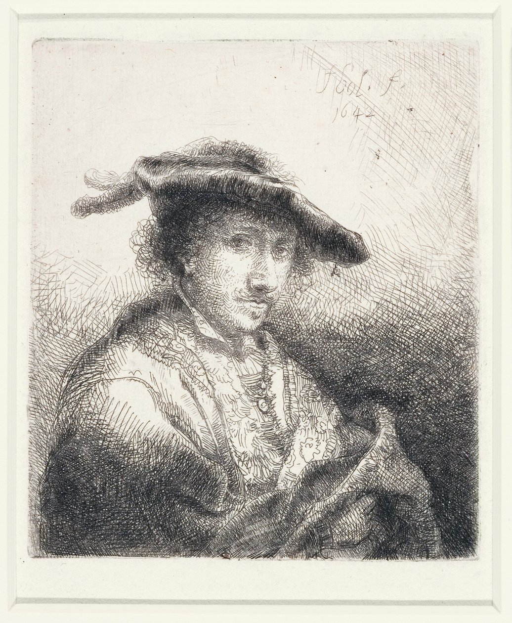 Młody mężczyzna w kapeluszu z pióropuszem, 1642 autorstwa Ferdinand Bol