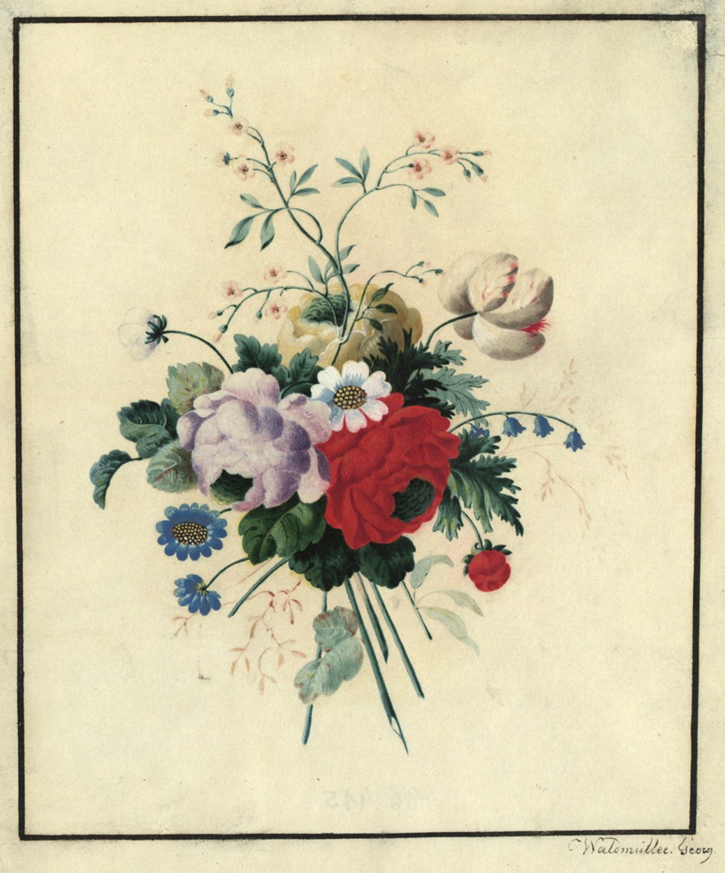 Róże, tulipany, stokrotki autorstwa Ferdinand Georg Waldmüller