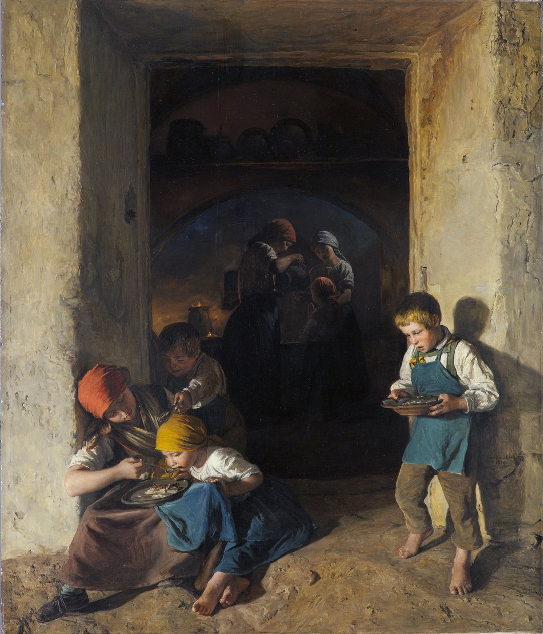 Dzieci otrzymujące śniadanie autorstwa Ferdinand Georg Waldmuller