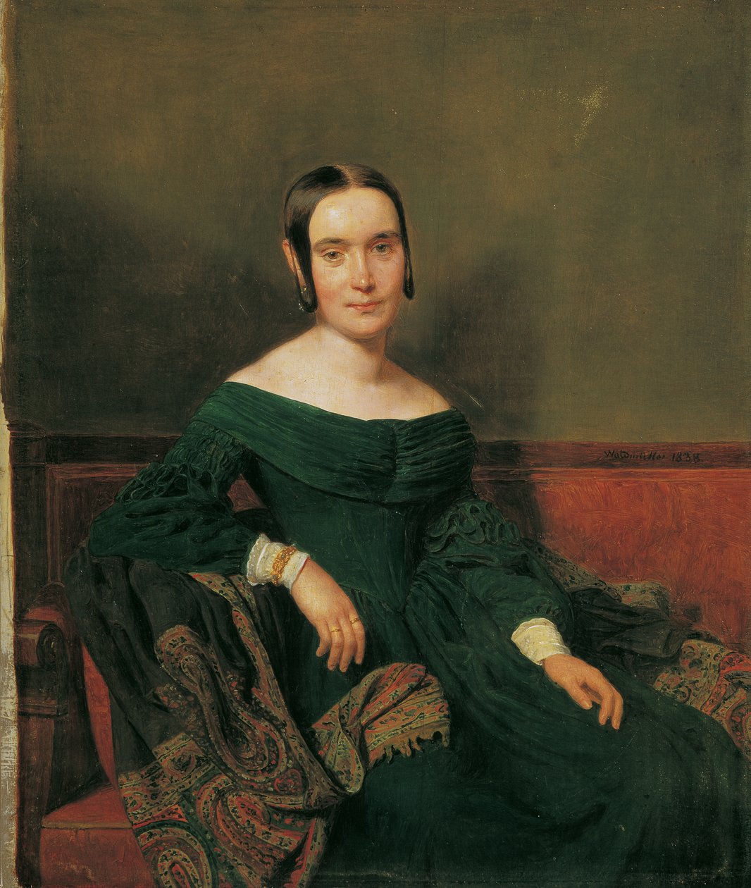 Pani w cynobrowej sukience autorstwa Ferdinand Georg Waldmuller