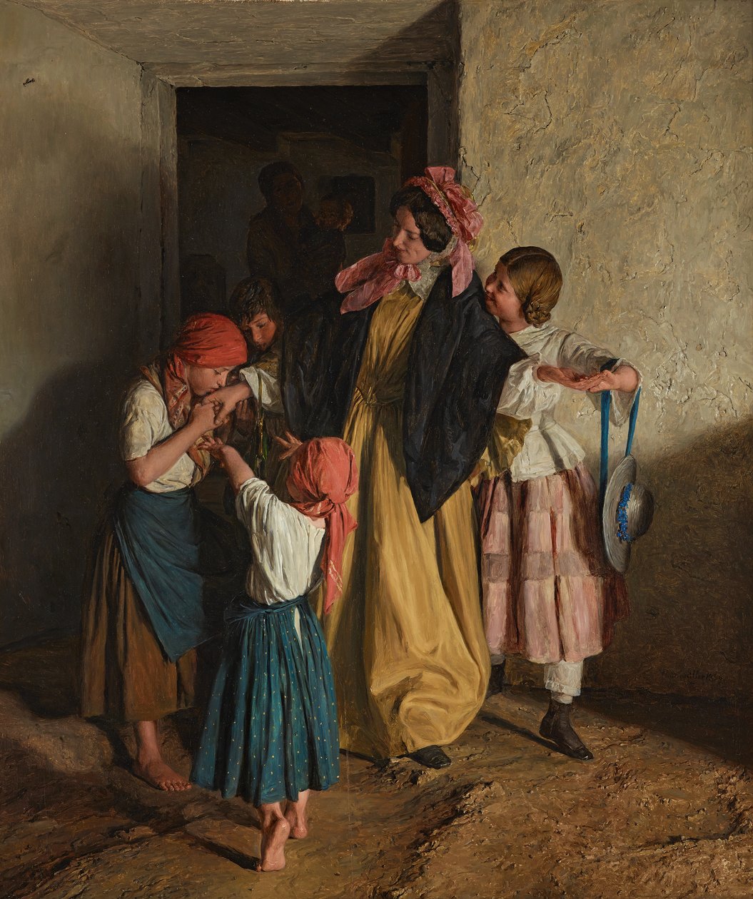 Pożegnanie matki chrzestnej (po bierzmowaniu) autorstwa Ferdinand Georg Waldmuller