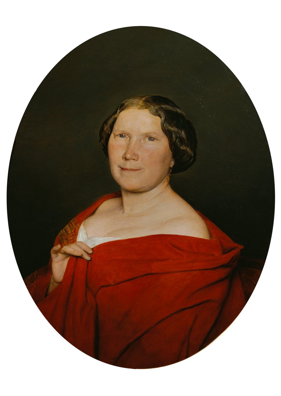 Kobieta w pelerynie w kolorze łososiowym autorstwa Ferdinand Georg Waldmuller