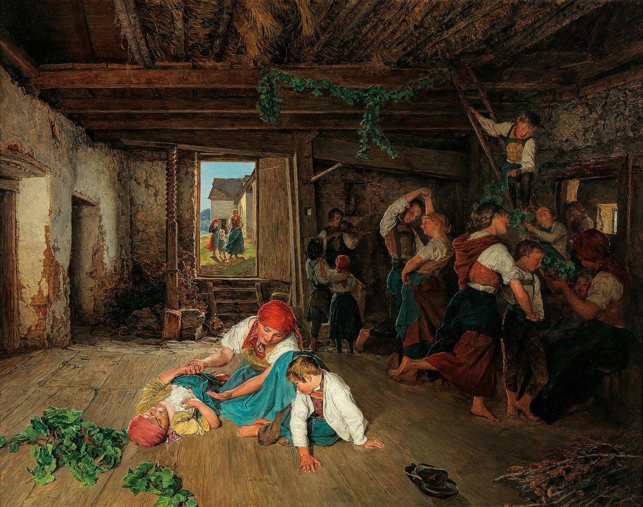 Przygotowanie obchodów zbiorów wina, 1860 r. autorstwa Ferdinand Georg Waldmuller