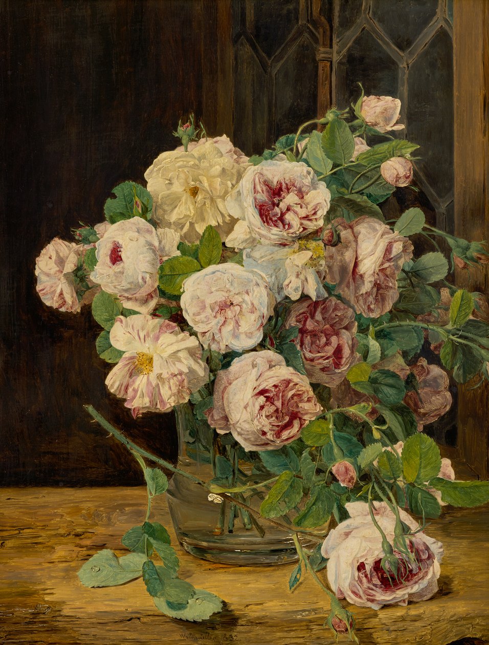 Bukiet róż przy oknie autorstwa Ferdinand Georg Waldmuller
