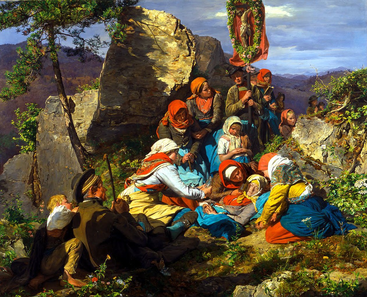 Przerwana pielgrzymka Chory pielgrzym, 1858 autorstwa Ferdinand Georg Waldmuller