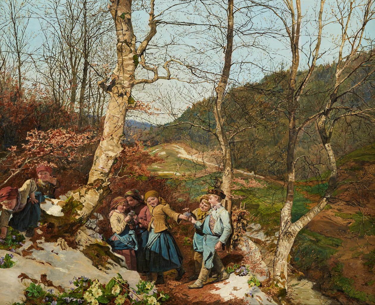 Wczesna wiosna w Lesie Wiedeńskim autorstwa Ferdinand Georg Waldmuller