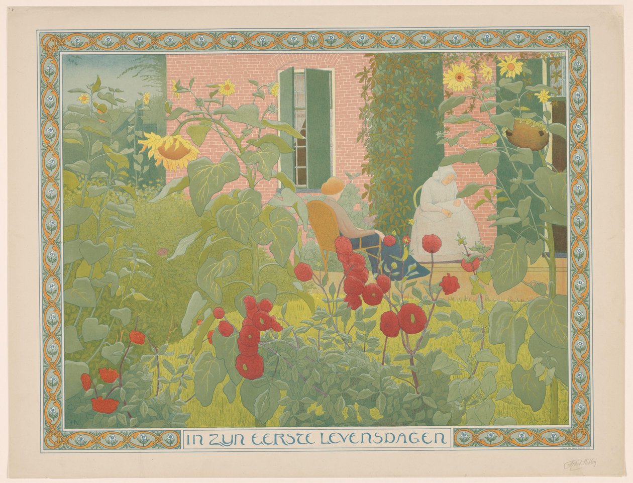 Dwie kobiety z dzieckiem W pierwszych dniach życia (tytuł na obiekcie) autorstwa Ferdinand Hart Nibbrig (signed by artist)