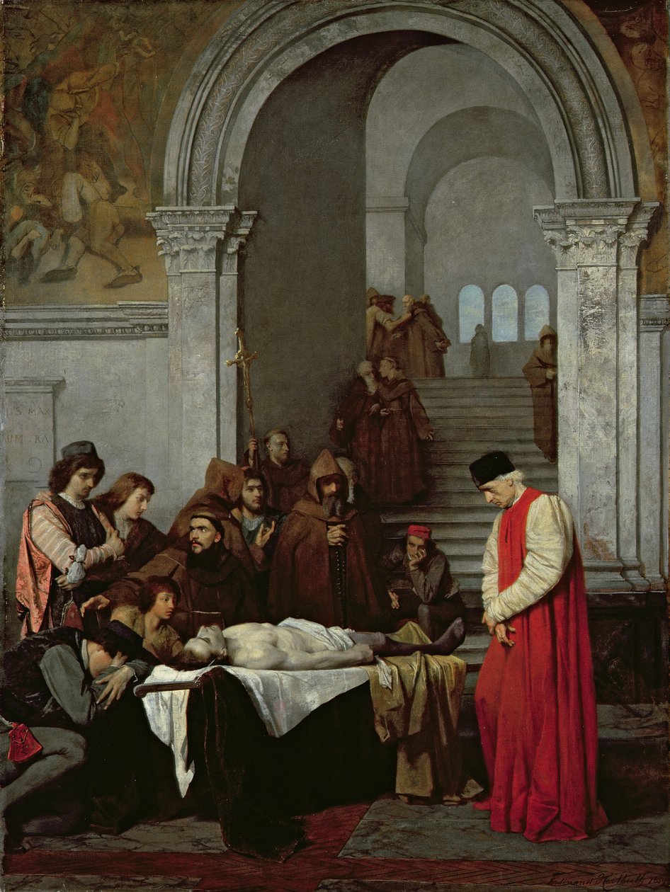 Malarz Luca Signorelli stojący przy ciele zmarłego syna swojego rywala, 1859 autorstwa Ferdinand Heilbuth