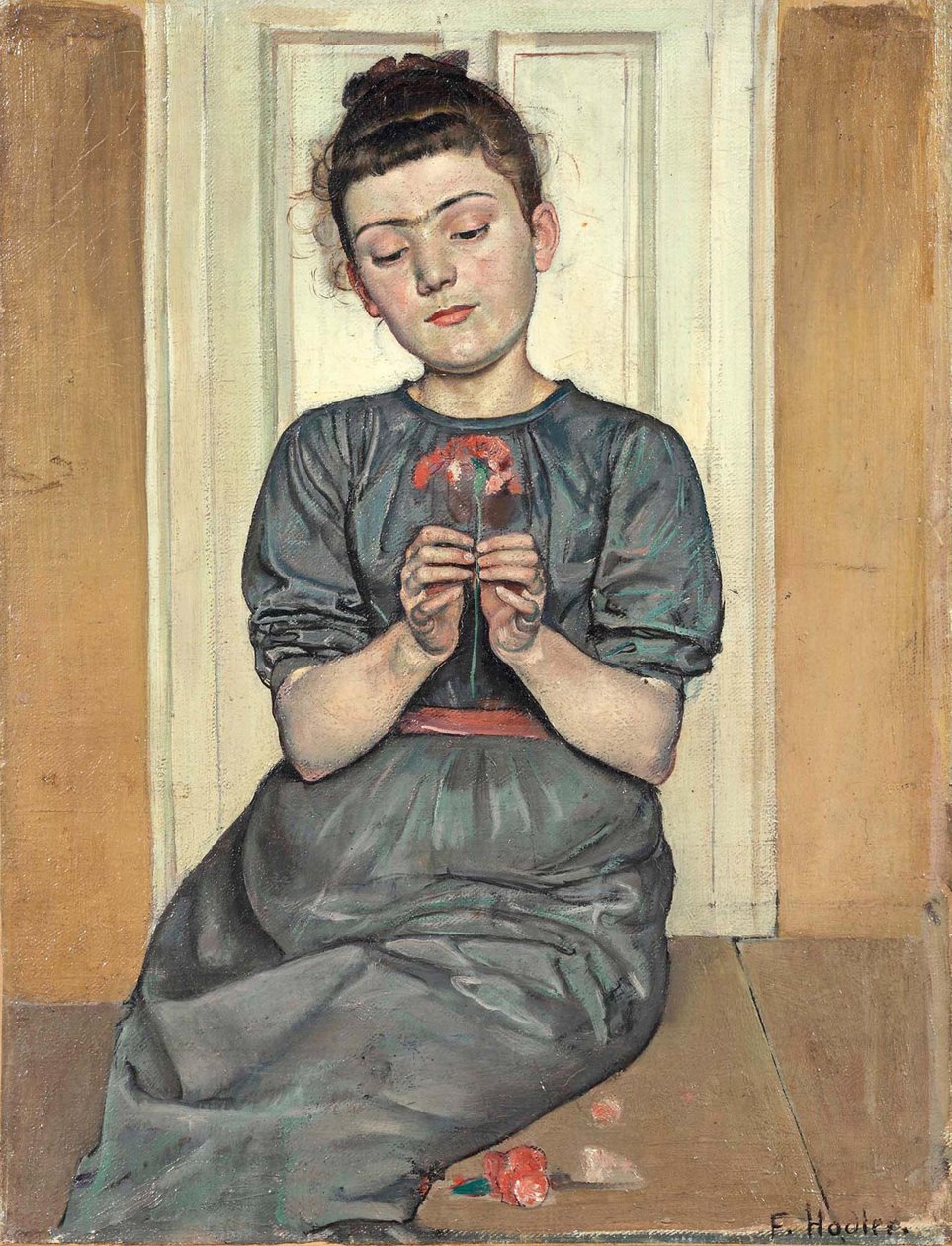Dziewczyna układająca kwiaty Dziewczyna z goździkiem, ok. 1900 r. 1886 autorstwa Ferdinand Hodler