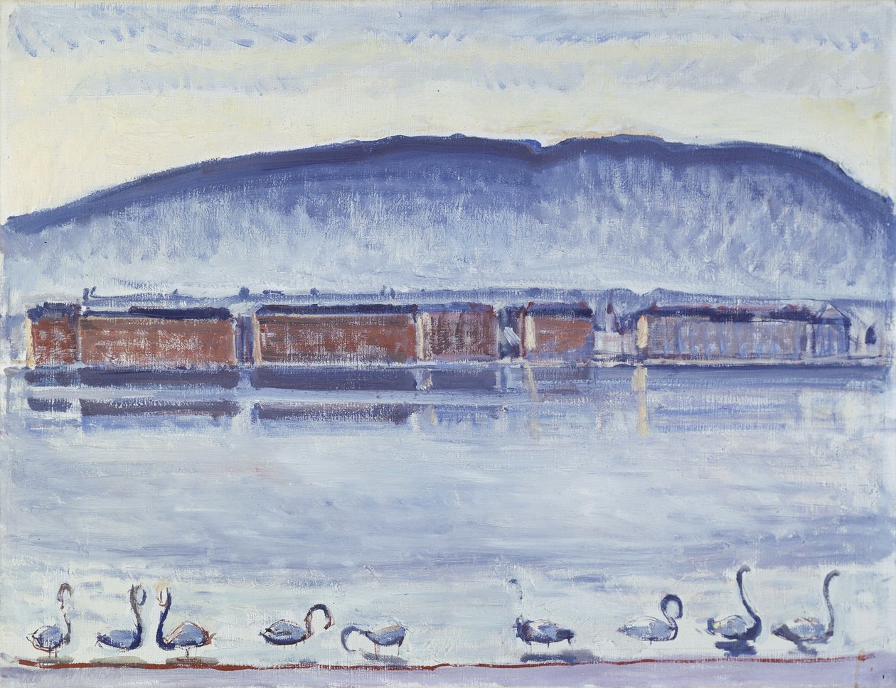 Jezioro Genewskie z Mont Salève i Swans autorstwa Ferdinand Hodler