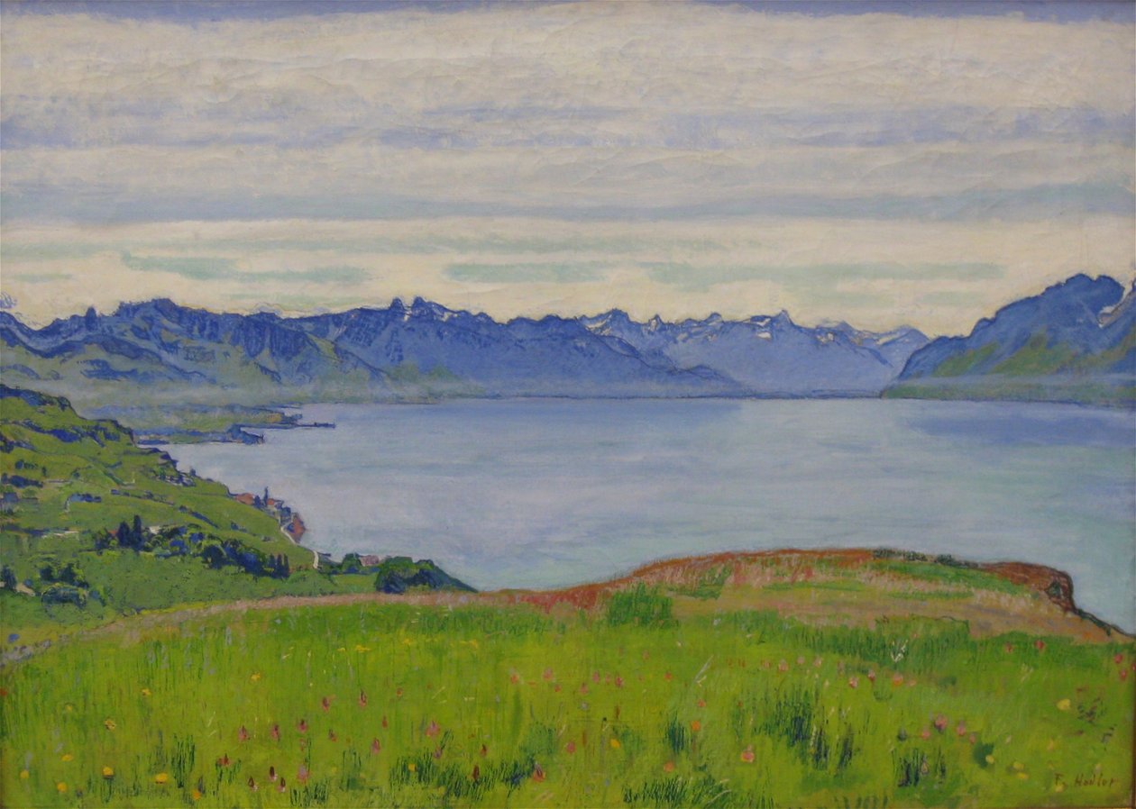 Pejzaż nad Jeziorem Genewskim z widokiem w kierunku Valais autorstwa Ferdinand Hodler