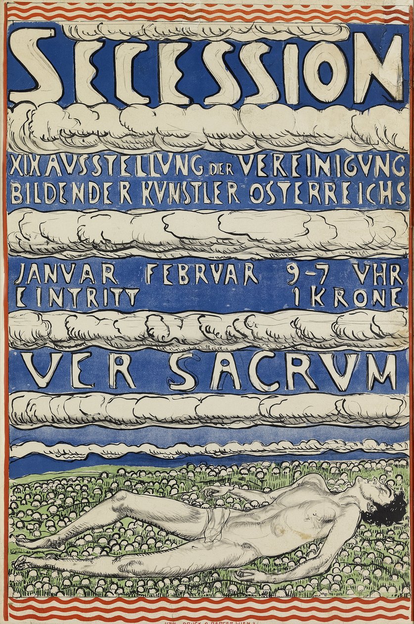 Plakat do wystawy Secesja Wiedeńska autorstwa Ferdinand Hodler