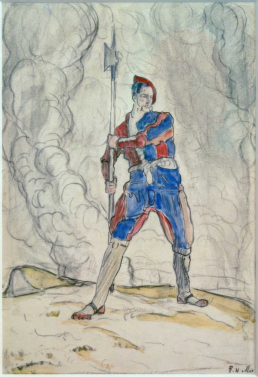 Stojący Landsknecht, Studium o bitwie pod Marignano autorstwa Ferdinand Hodler