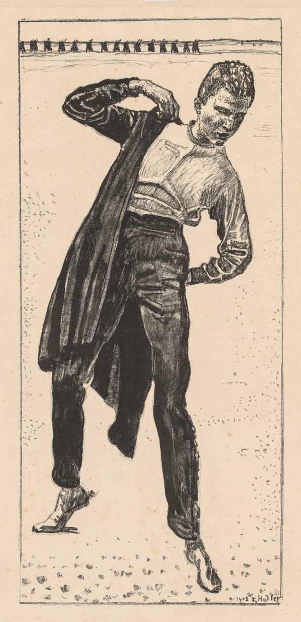 Student zakładający płaszcz autorstwa Ferdinand Hodler