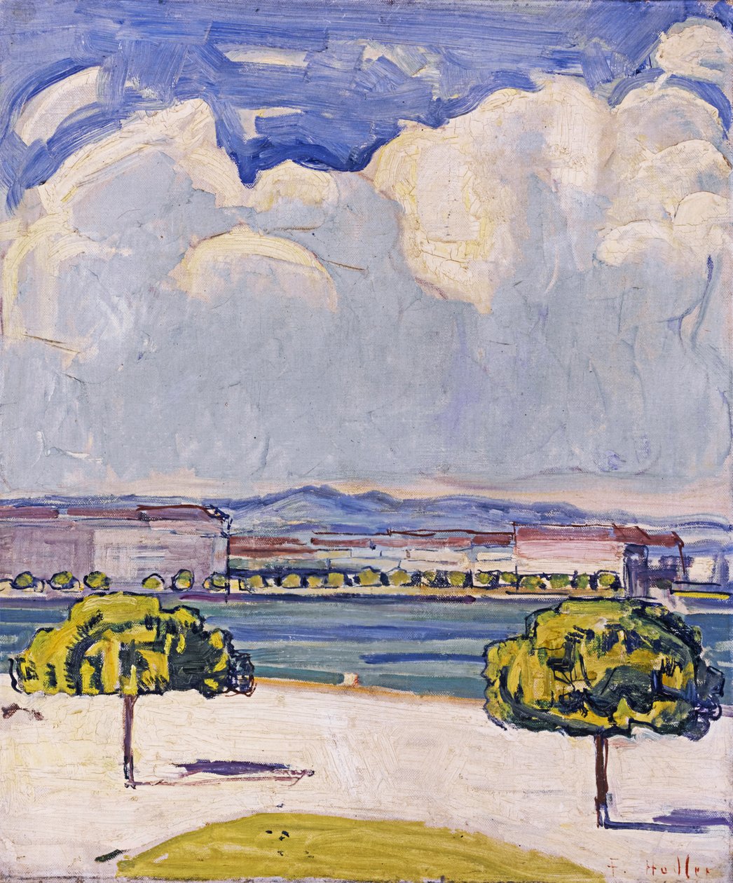 Quai du Mont-Blanc w Genewie widziane z Jardin Anglais, c. 1910. autorstwa Ferdinand Hodler