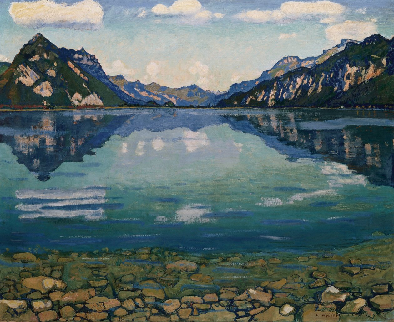 Jezioro Thunersee z Odbiciem, 1904 autorstwa Ferdinand Hodler