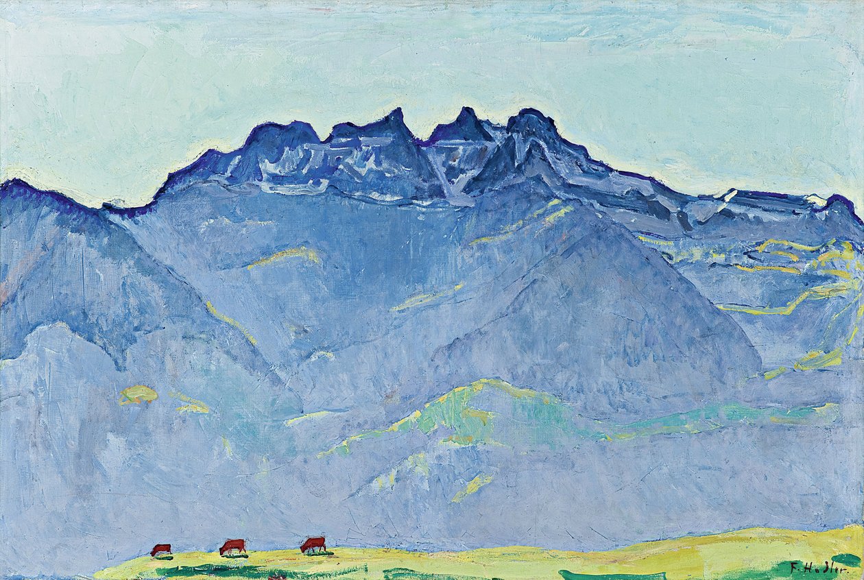 Widok na Dents-du-Midi z Champéry autorstwa Ferdinand Hodler