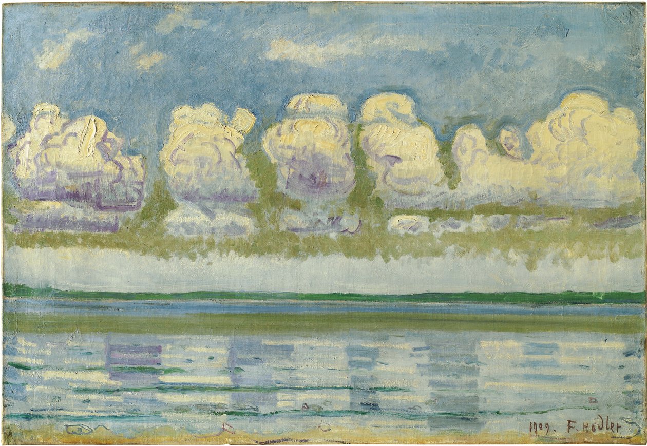 „Widok na Jezioro Genewskie i Jurę Szwajcarską” (Jezioro Genewskie z Jurą Szwajcarską) Obraz Ferdinanda Hodlera (1853-1918) autorstwa Ferdinand Hodler