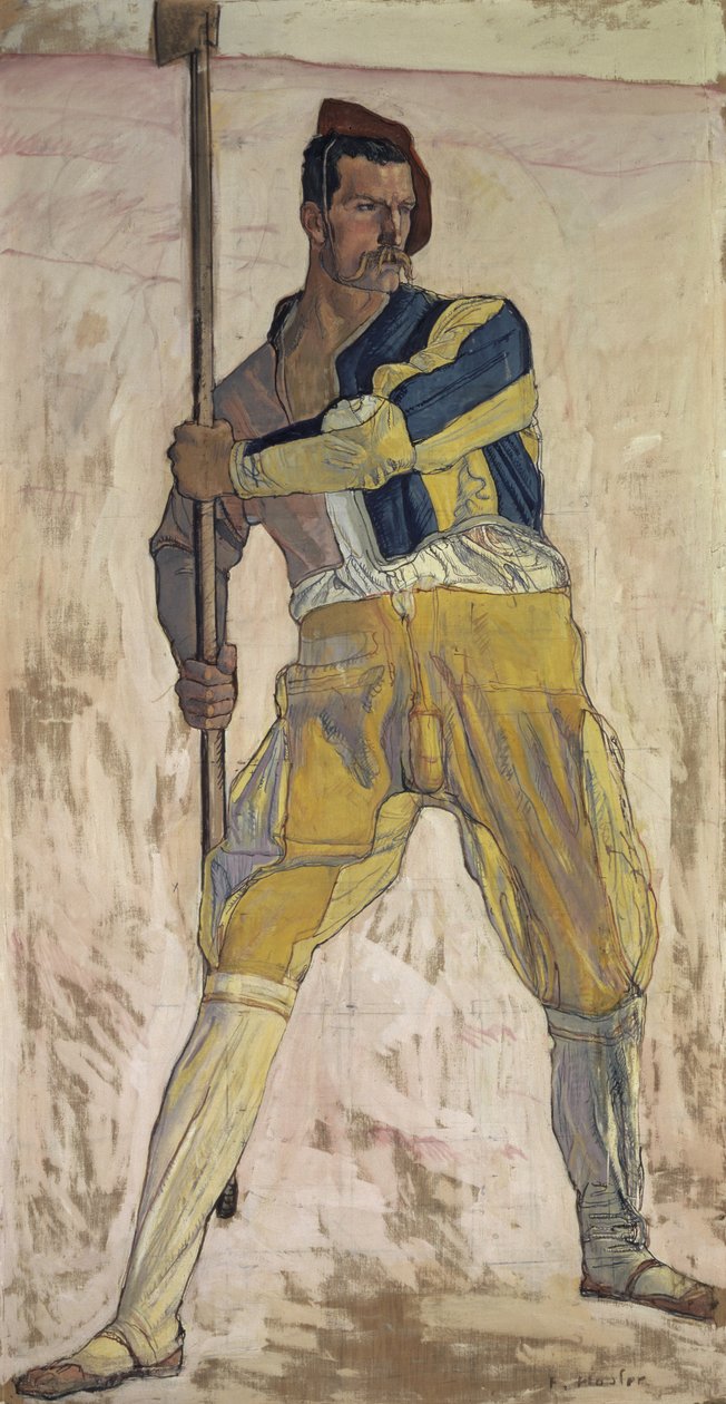 Wojownik z halabardą, ok.1898 autorstwa Ferdinand Hodler