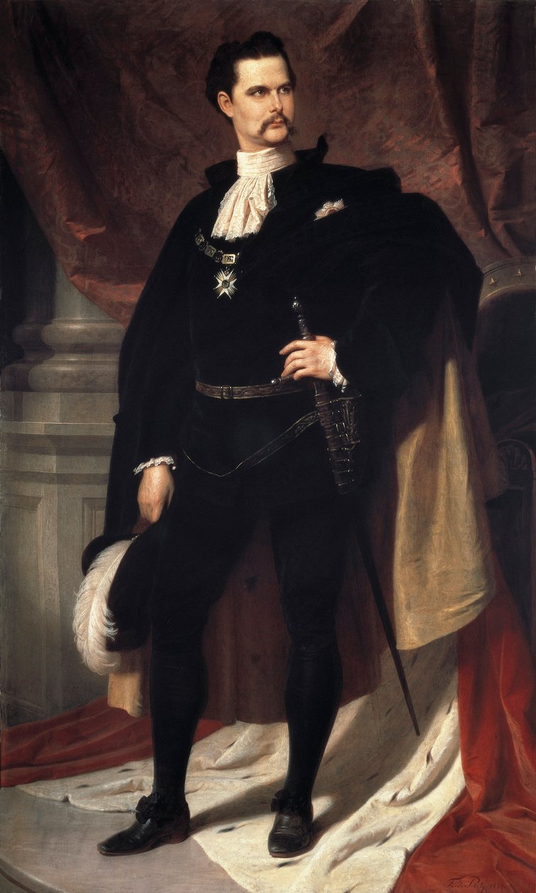 Portret Ludwika II de Baviere (Ludwig Otto Friedrich Wilhelm von Wittelsbach autorstwa Ferdinand II Piloty