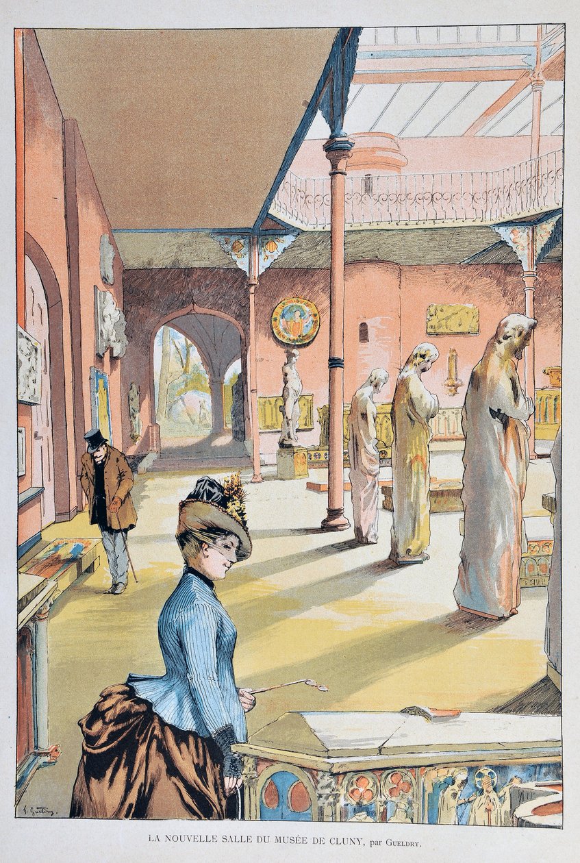 Nowa sala średniowiecznego muzeum w Cluny w Paryżu 1887, autorstwa Ferdinanda Josepha GUELDRY