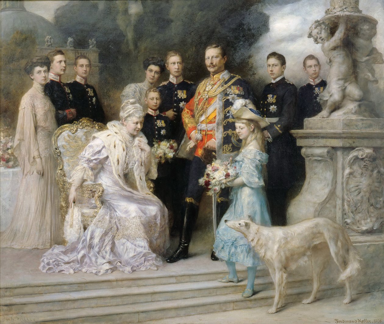 Grupowy portret rodziny cesarskiej z okazji srebrnego ślubu, 1906. autorstwa Ferdinand. Keller