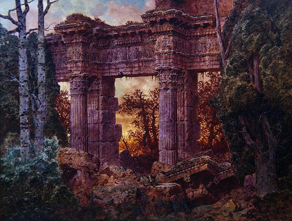 Ruiny rzymskie o zmierzchu (olej na płótnie) autorstwa Ferdinand Knab