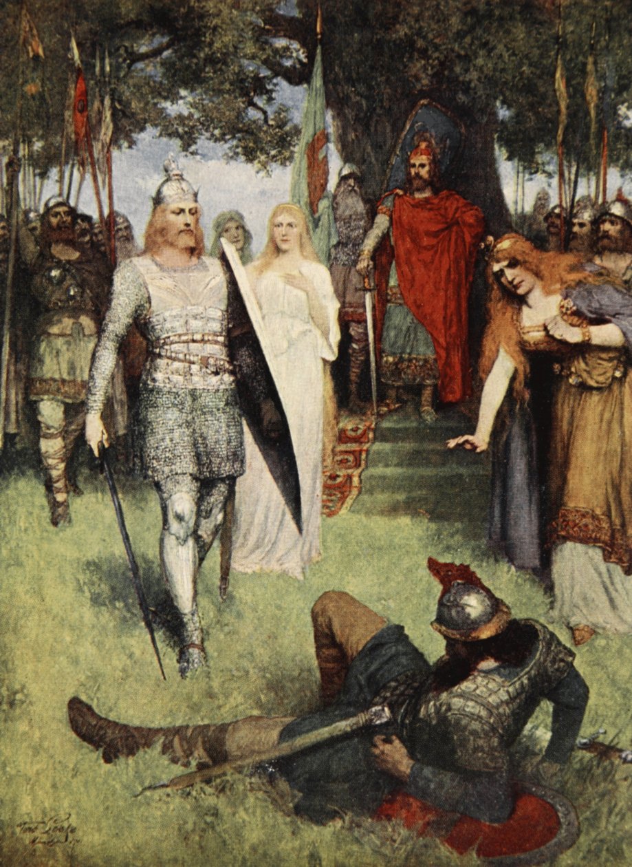 Został zmuszony do ustąpienia, z „Opowieści oper Wagnera” J. Walkera McSpaddena (1874-1960), 1905 autorstwa Ferdinand Leeke