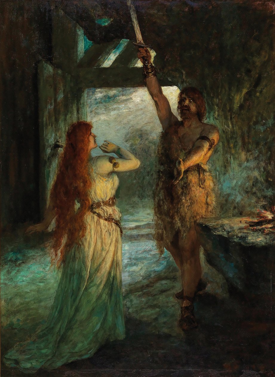 Walkiria 1. akt: Sieglinde i jej brat Siegmund. autorstwa Ferdinand Leeke