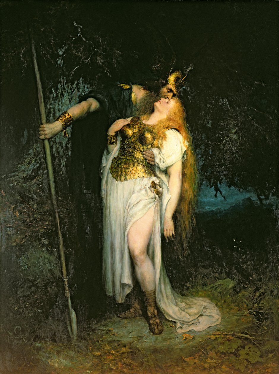 Wotan żegna się z Brunhildą, 1908 autorstwa Ferdinand Leeke
