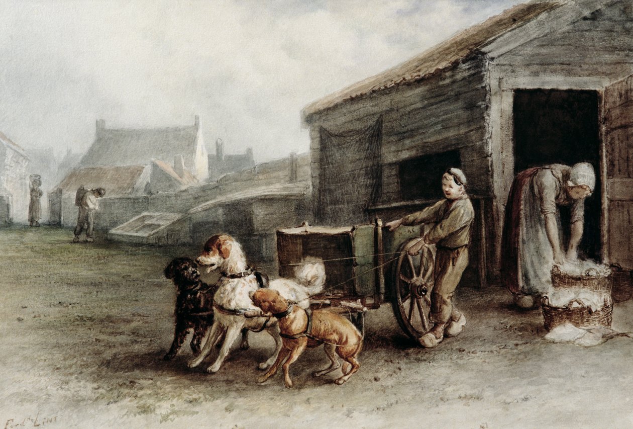 Wózek dla psa, Holandia, ok. 1890 (wc na papierze) autorstwa Ferdinand Lintz