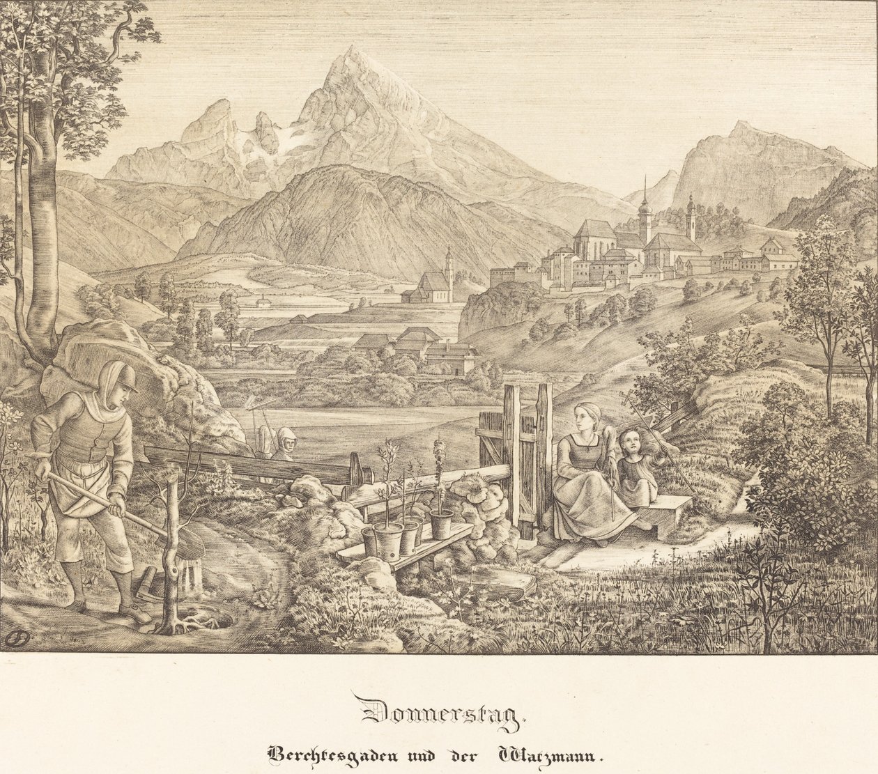 Czwartek - Berchtesgaden i Góra Watzmann (Czwartek - Berchtesgaden i Góra Watzmann) autorstwa Ferdinand Olivier
