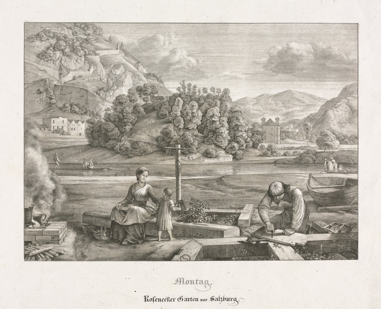 Siedem widoków w Salzburgu i Berchtesgaden: poniedziałek: Rosenecker Garden Salzburg autorstwa Ferdinand Olivier