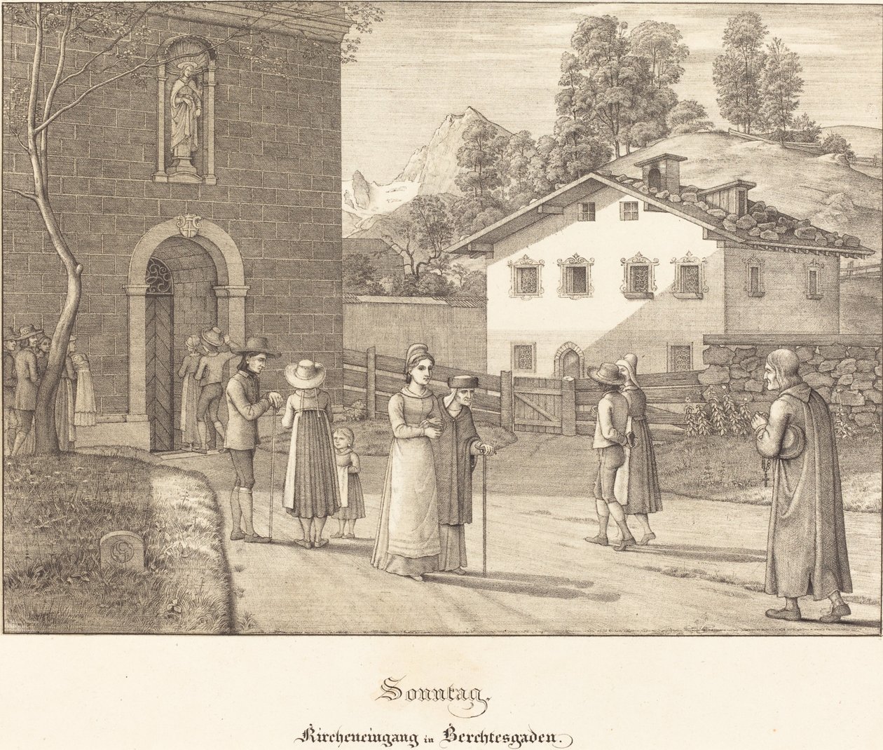 Niedziela – chodzenie do kościoła w pobliżu Berchtesgaden autorstwa Ferdinand Olivier