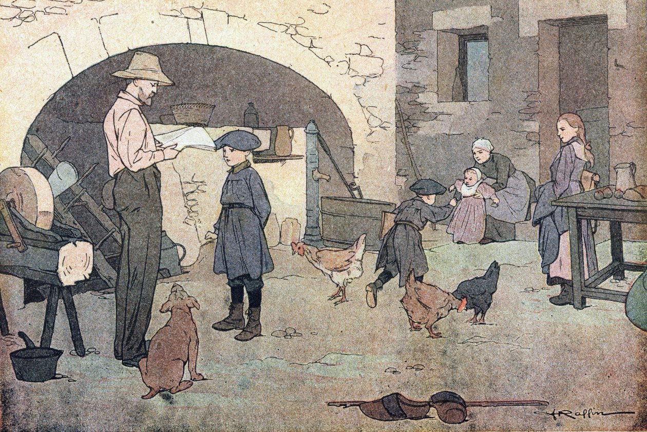 Z powrotem w domu, w Obrazkowej książce z dzieciństwa, ok. 1900 r. (rycina) autorstwa Ferdinand Raffin