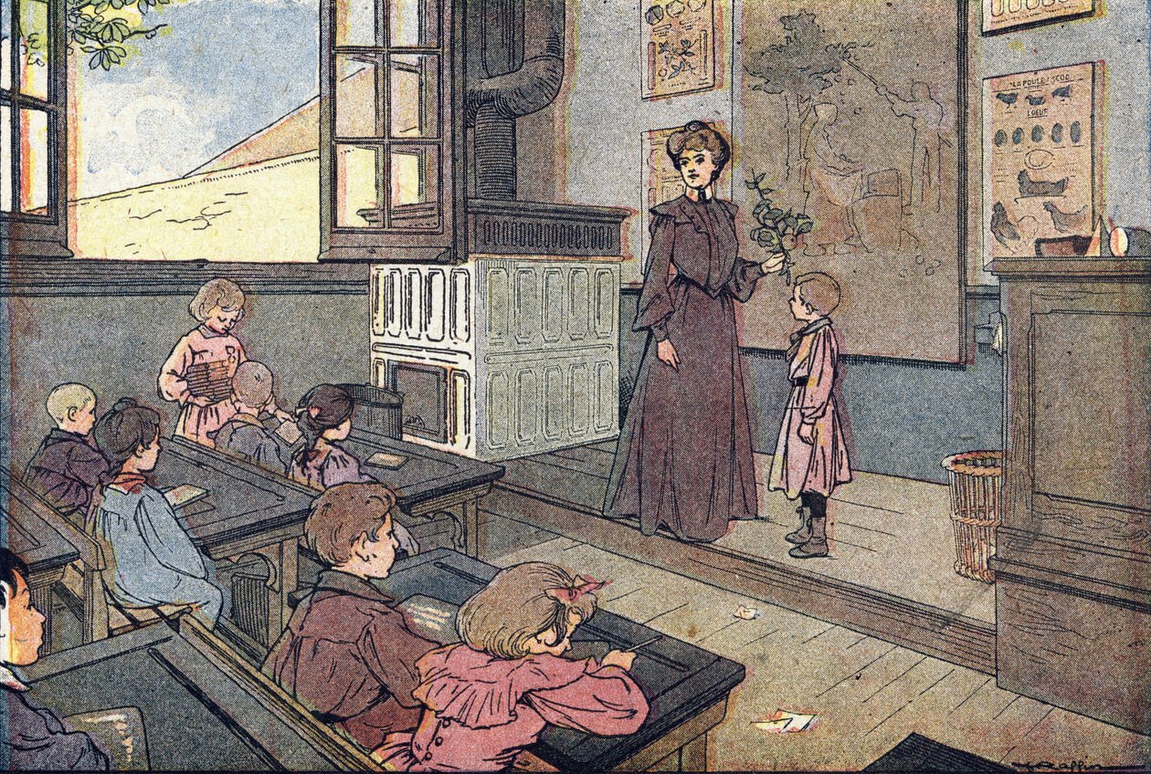 W klasie, w Obrazkowej księdze dzieciństwa, ok. 1900 r. (rycina) autorstwa Ferdinand Raffin