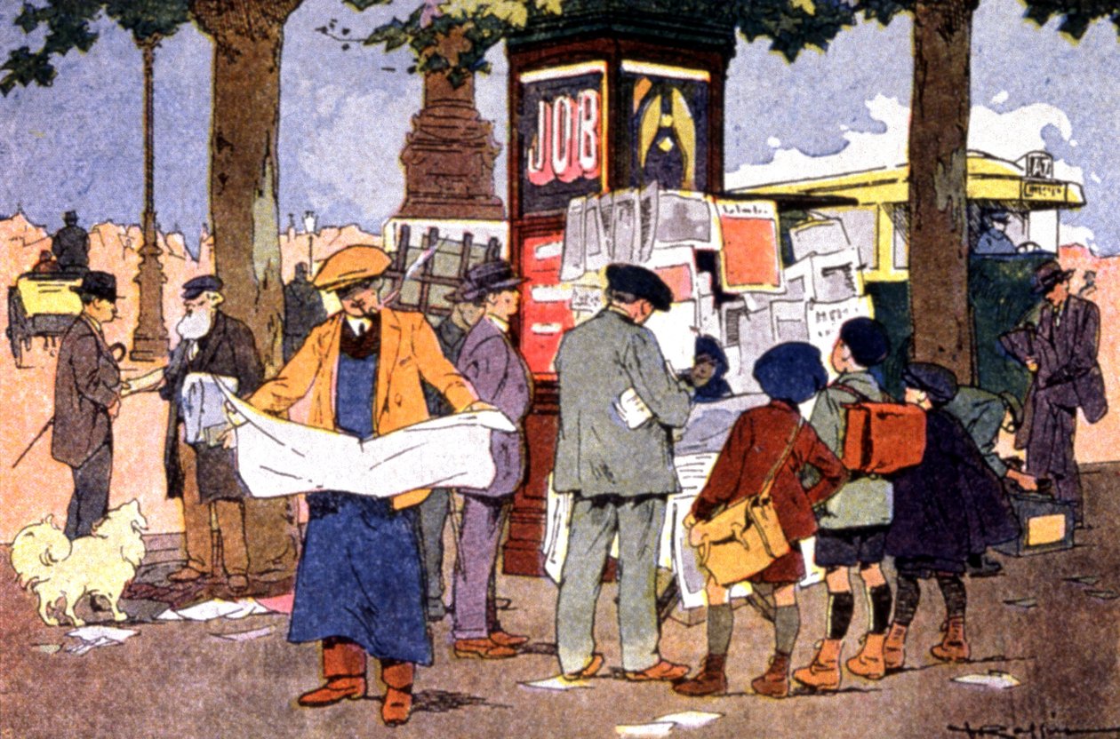 Kiosk z gazetami na placu Bastylii, ok. 1910 r. (Ilustracja) autorstwa Ferdinand Raffin
